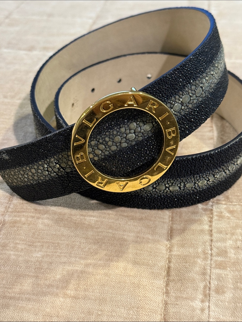 Bvlgari rare stingray strap gold logo belt worn once